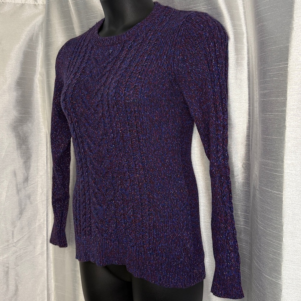 Old Navy Glitter Sparkle Red Blue Purple Hue Sweater Womens S Cable Knit Acrylic - Picture 3 of 7